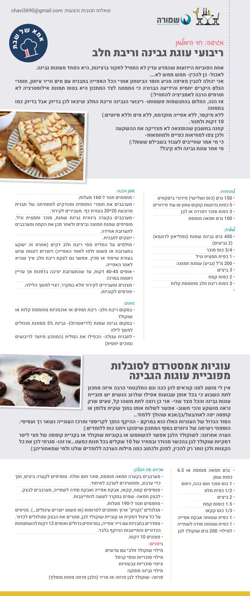 ריבועי עוגת גבינה וריבת חלב